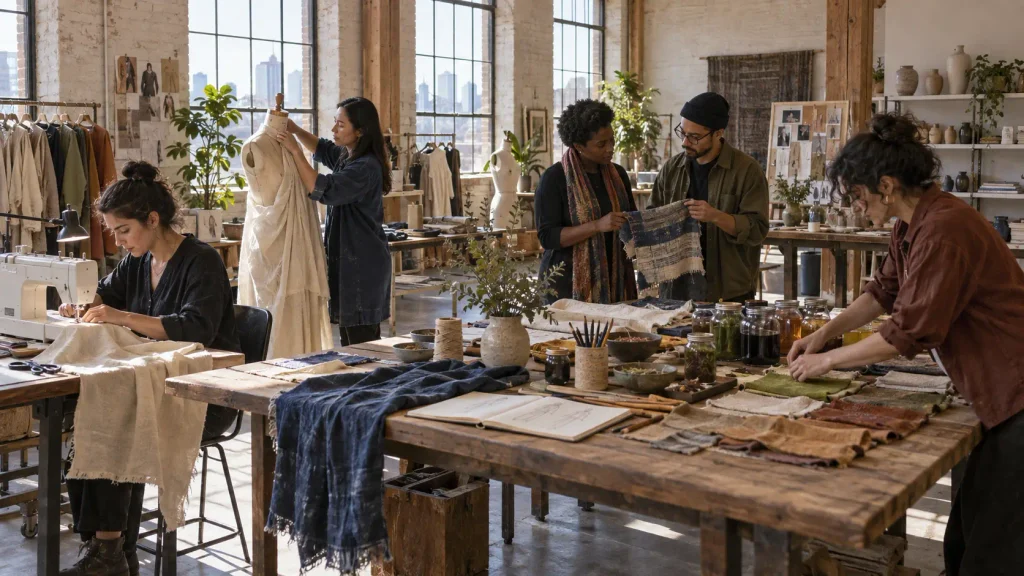 Artists and makers working inside the Atelier Jolie creative space