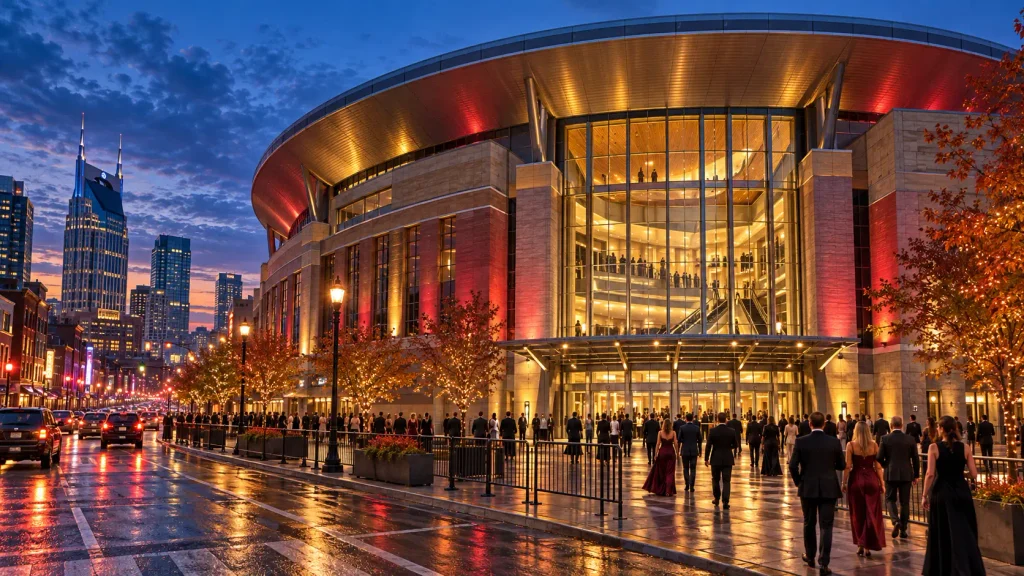 Bridgestone Arena in Nashville ahead of the 2026 CMA Awards