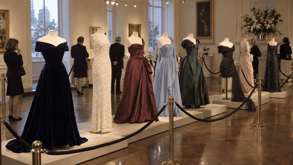 Princess Diana dresses displayed before the 1997 Christie’s charity auction