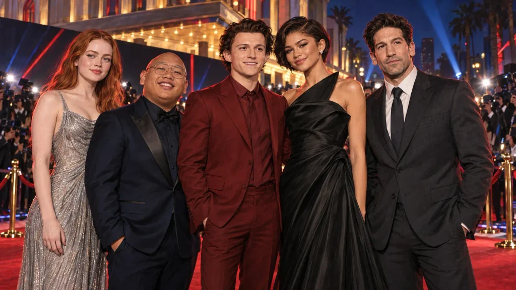 Tom Holland and the Spider-Man Brand New Day cast at the premiere